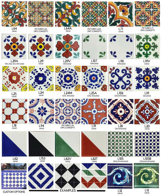 Traditional Mexican Talavera Tiles : Page 3 (4X4)