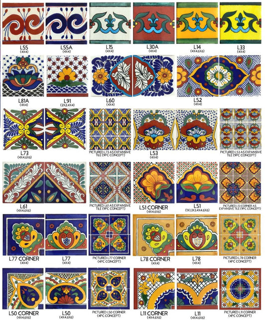 Traditional Mexican Talavera Tiles : Page 5 (4X4)
