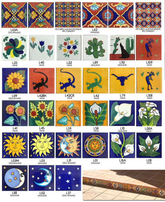 Traditional Mexican Talavera Tiles : Page 6 (4X4)