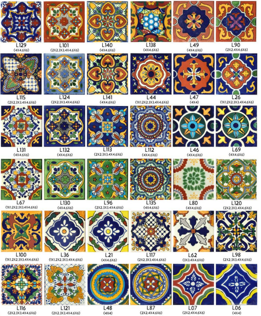 Traditional Mexican Talavera Tiles : Page 1 (4X4)