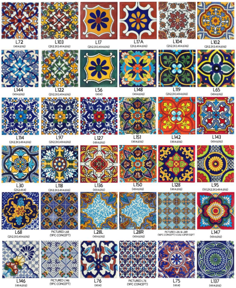 Traditional Mexican Talavera Tiles : Page 2 (4X4)